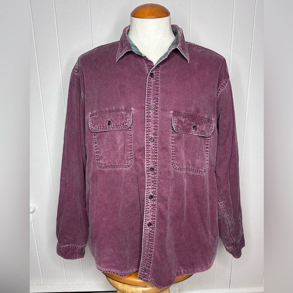 Vintage LL Bean Mens Faded Purple Plum Flannel Lined Shirt/Barn Chore Coat - Picture 1 of 11